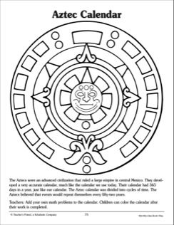 244x316 Aztec Calendar Reference And Pattern Page