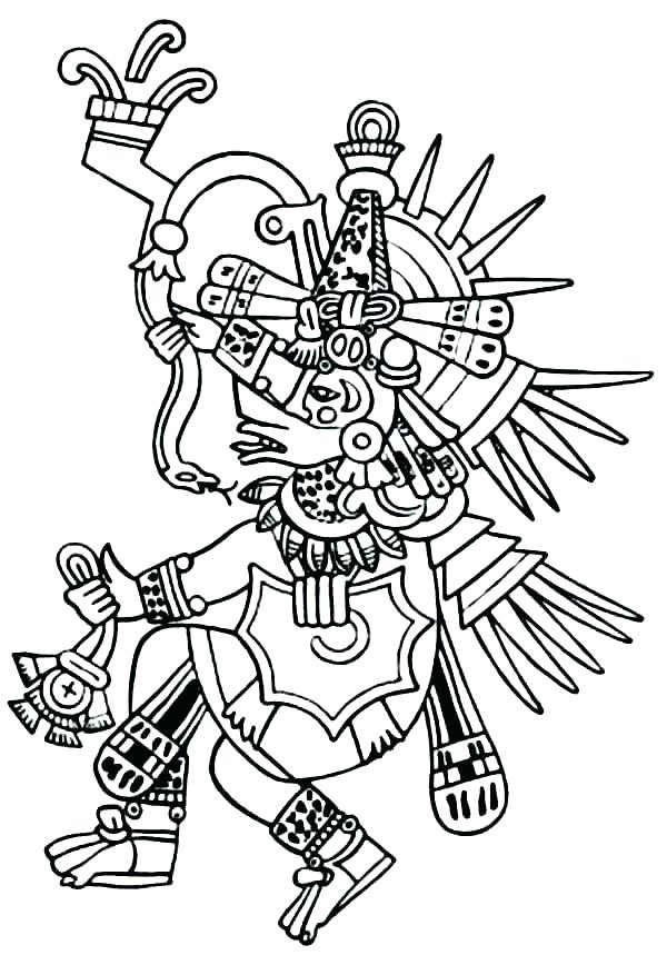 600x859 Coloring Pages Aztec Calendar Page Mask Pyramids
