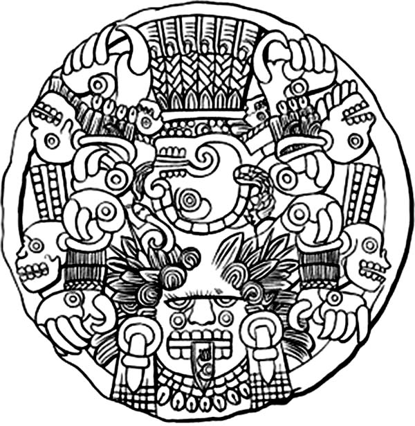 600x615 Aztec Coloring Sheets Aztec God Of Death Coloring Pages Bulk Color