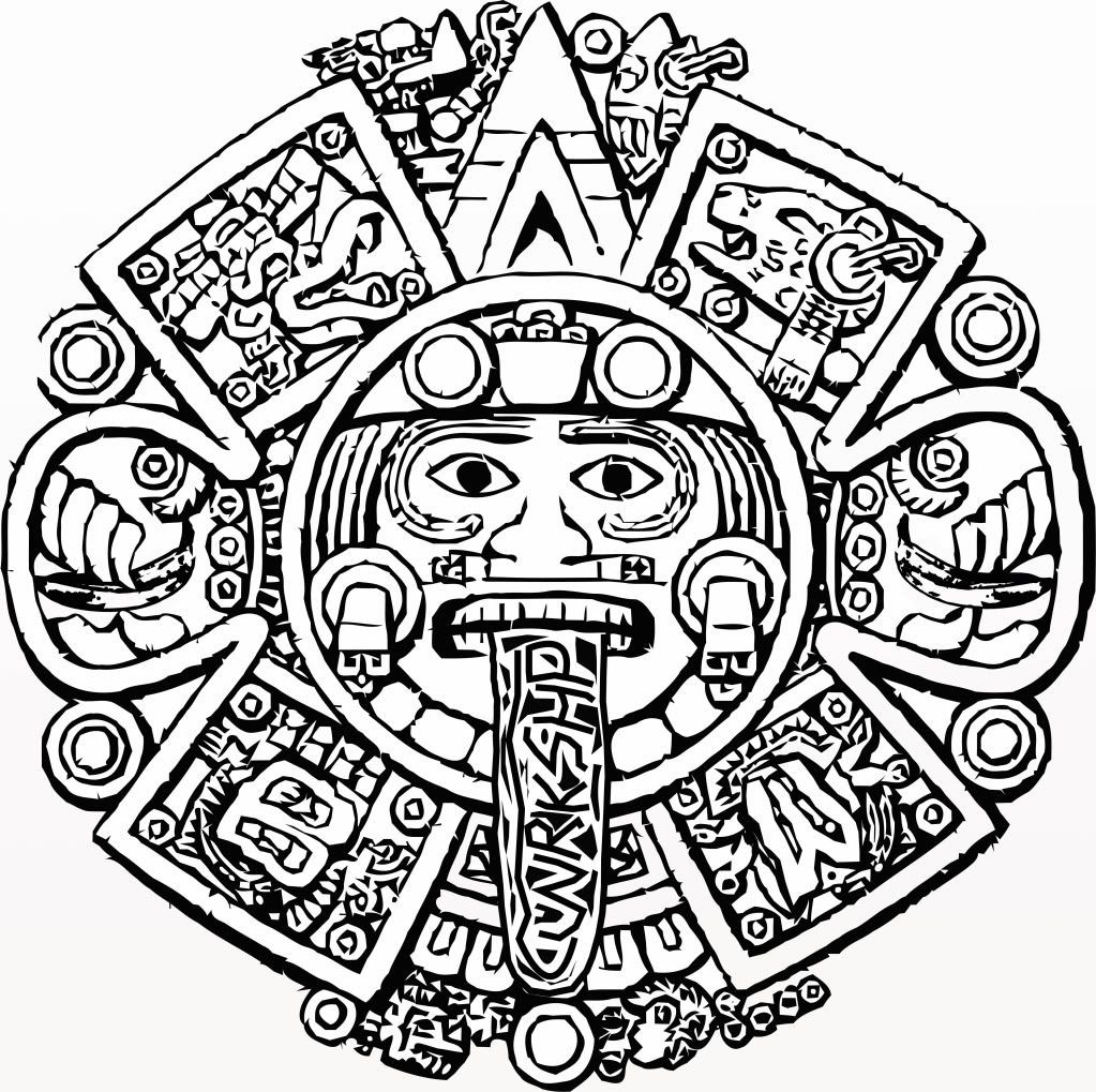 1023x1019 Coloring Pages Mayan Calendar Aztec Page