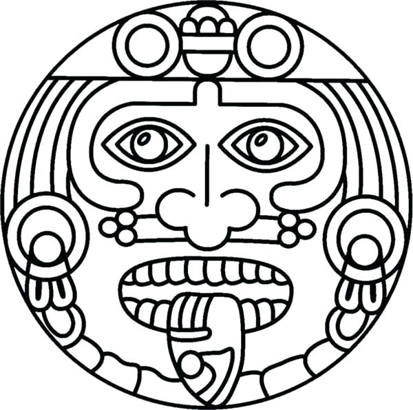600x595 Aztec Coloring Pages Marketplace Coloring Pages Aztec Calendar