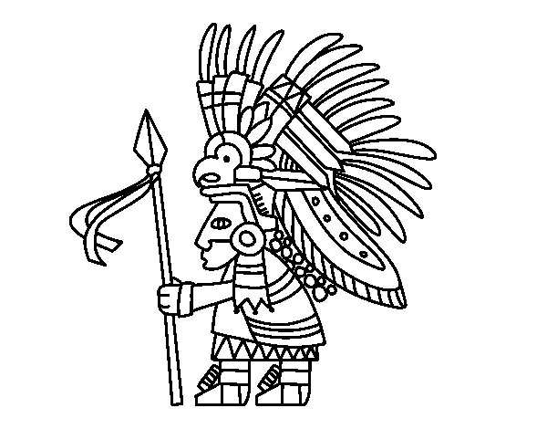 600x470 Aztec Warrior Coloring Page