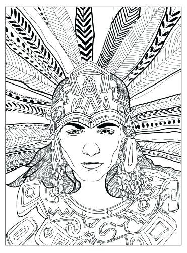 371x500 Coloring Pages Music Page Animal Aztec Adult Chief