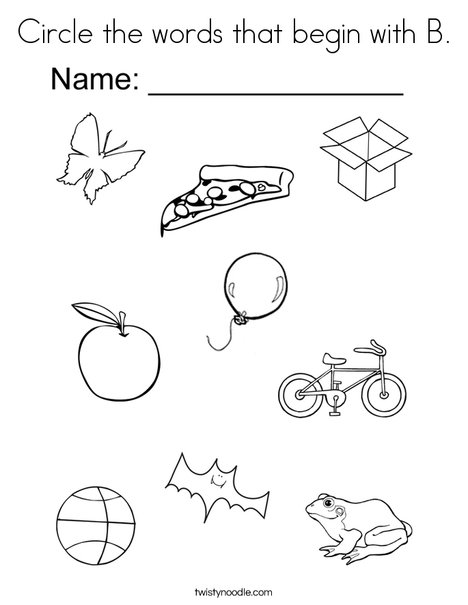 468x605 Circle The Words That Begin With B Coloring Page