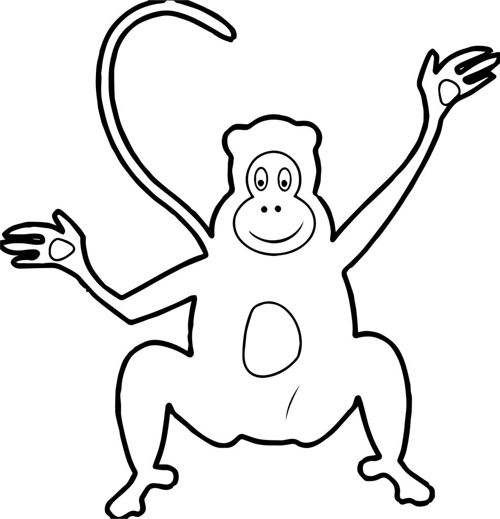 985x1024 Baby Monkey Cartoon Ape Baboon Wild Funny Cute Coloring Page