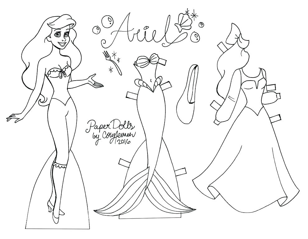 990x768 Ariel Pictures To Color Coloring Paper Doll Disney Princess Baby