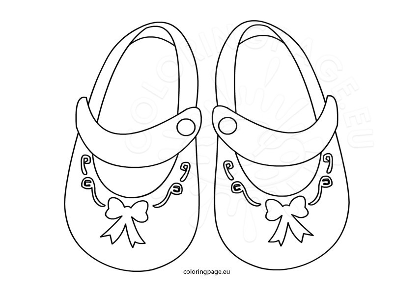 804x595 Baby Girl Shoes With Bow Coloring Page