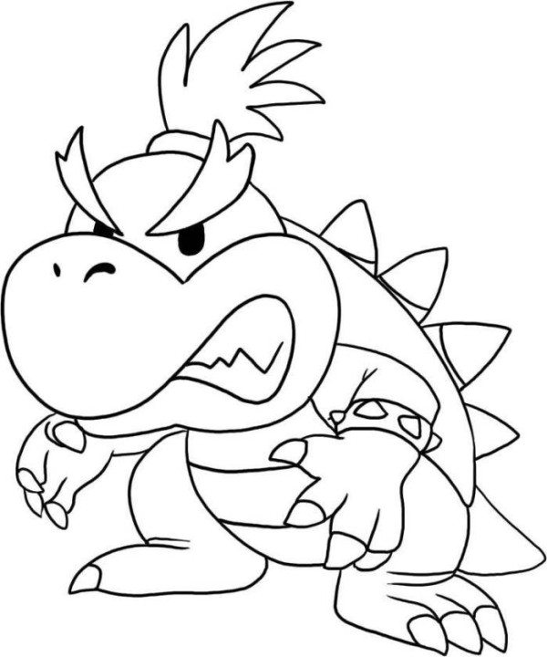 600x720 Baby Bowser Super Mario Bros Coloring Pages