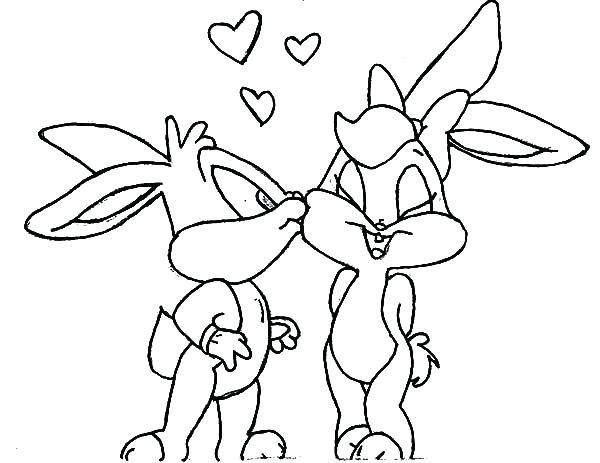 600x463 Looney Tune Coloring Pages Baby Tunes Bunny Kissed