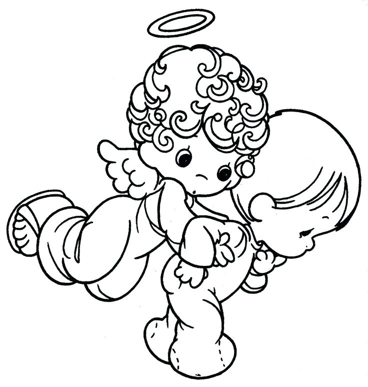 736x773 Angel Coloring Pages For Preschool Angel And Baby Precious Moments