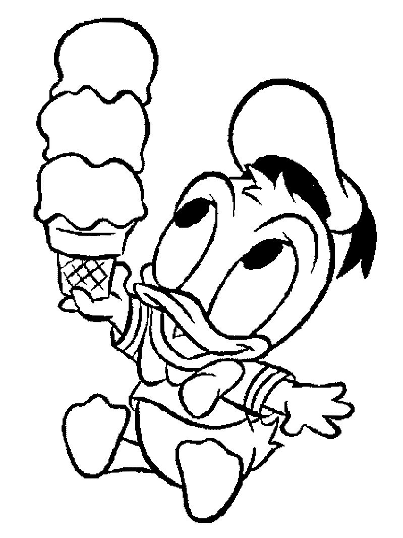 799x1066 Baby Donald And Ice Cream Coloring Page Disney Pages