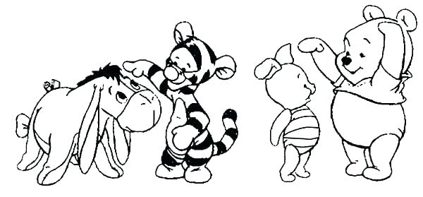 600x279 Cute Baby Eeyore Coloring Pages And Friends Colouring Page