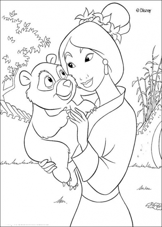 521x730 Princess Mulan Holding A Baby Panda Coloring Page Disney