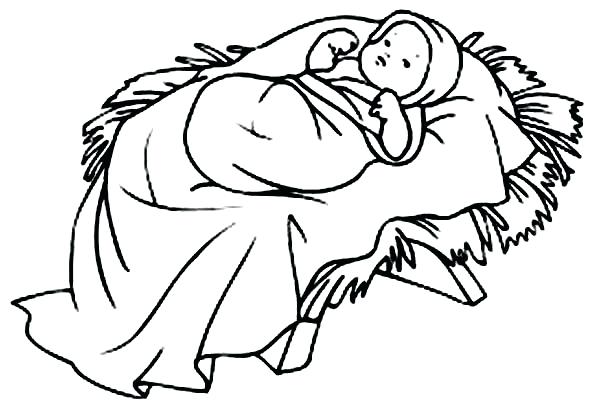 600x403 Free Jesus Coloring Pages Baby Born In A Manger Coloring Page Free