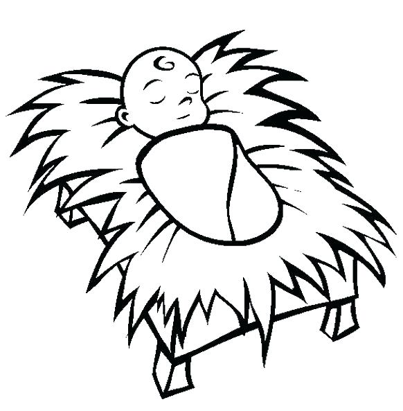 582x593 Coloring Baby Jesus Manger Coloring Page Cute In A Colouring