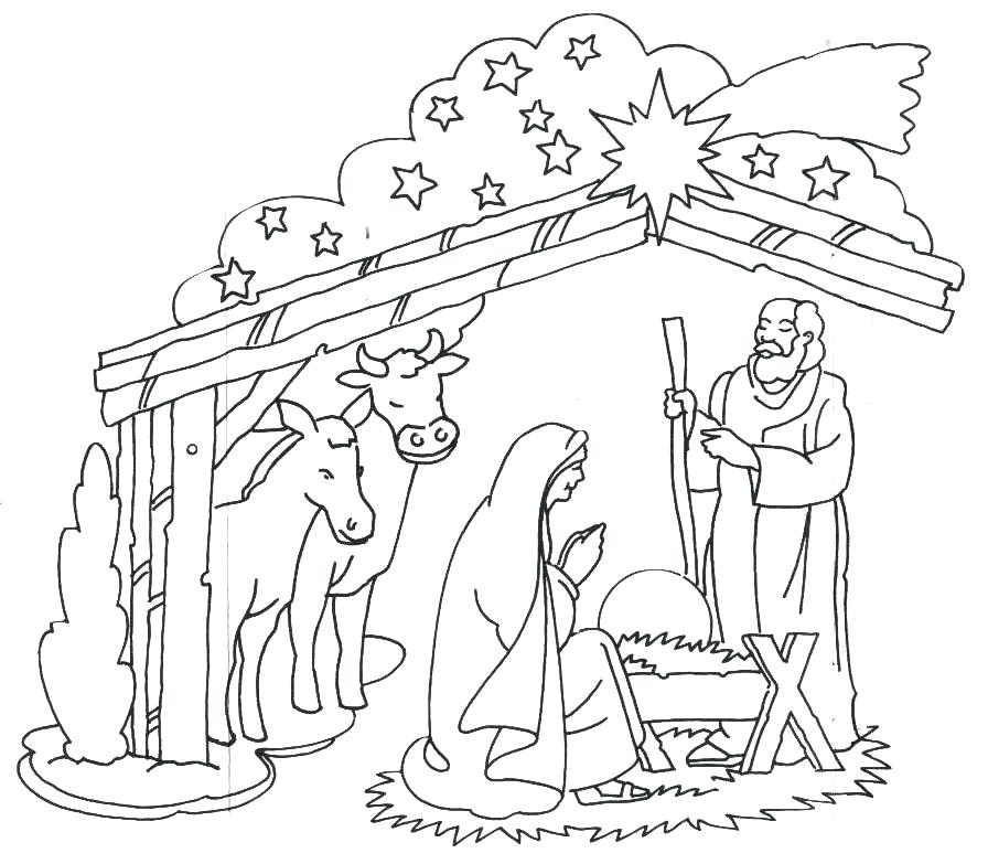 896x783 Jesus In A Manger Coloring Page