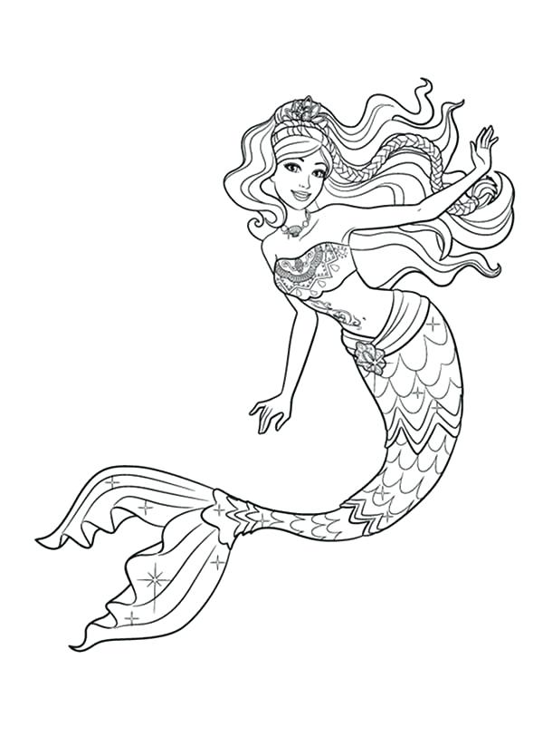 600x834 Coloring Page Mermaid Lovely Barbie Mermaid Coloring Page