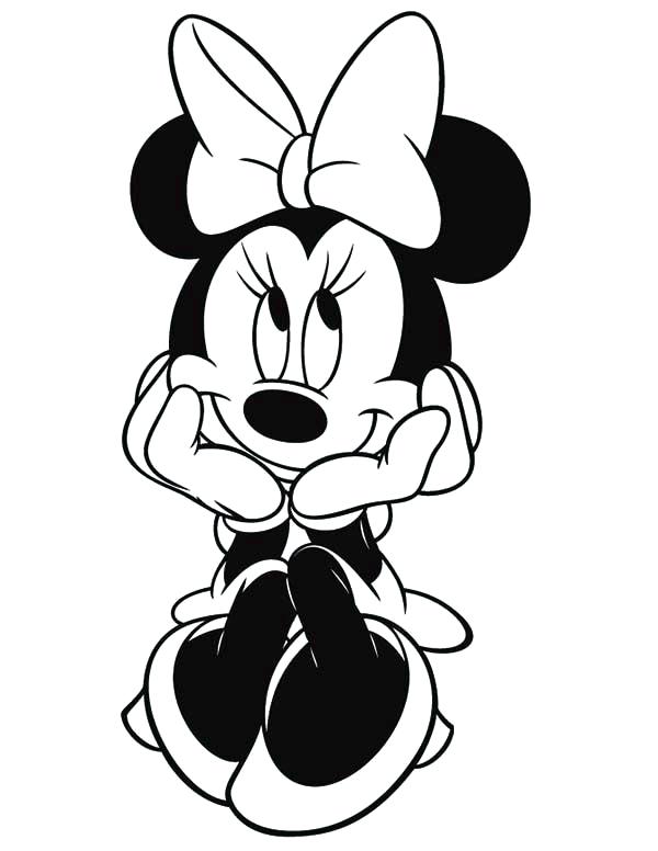 600x776 Minnie And Mickey Coloring Pages Mouse Thinking Of Mickey Coloring