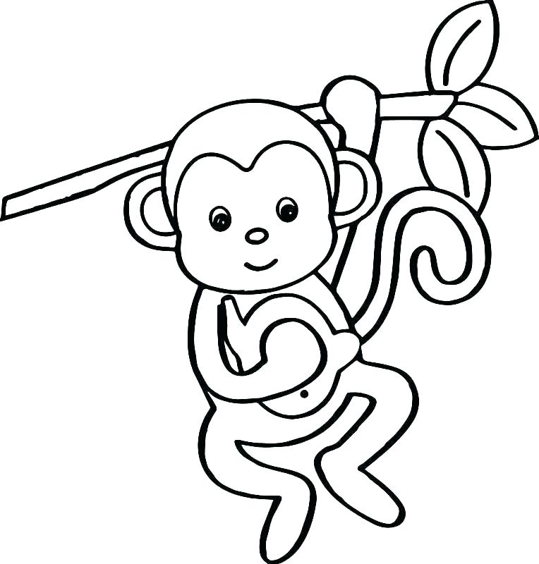 764x800 Monkeys Coloring Pages Cute Cartoon Monkey Coloring Pages Kids