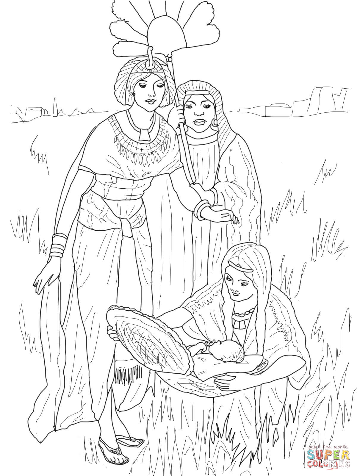 1200x1600 The Finding Of Baby Moses Coloring Page Free Printable