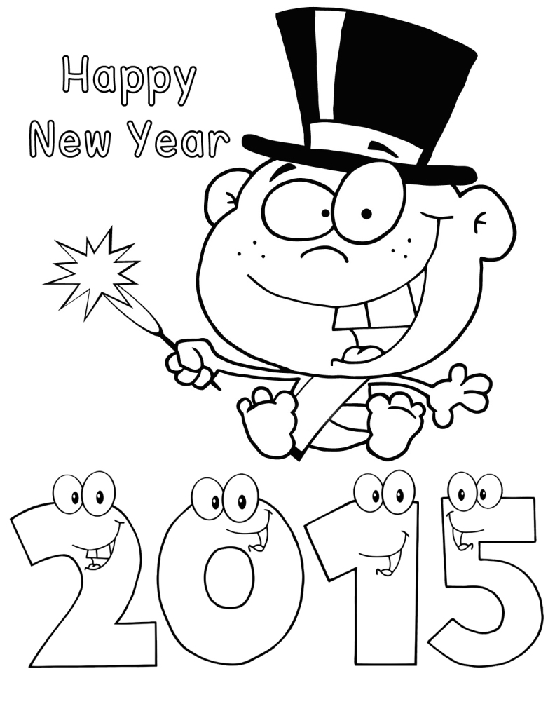 792x1024 Happy New Year Baby Colouring Pages