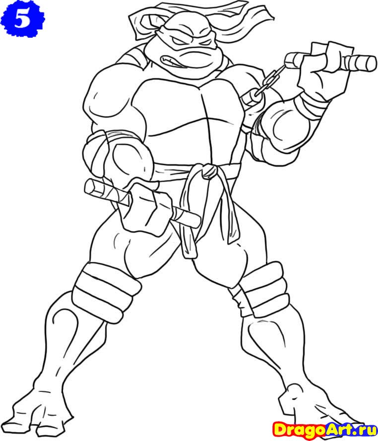 762x889 How To Draw Michelangelo From The Tmnt Step Coloring Pages