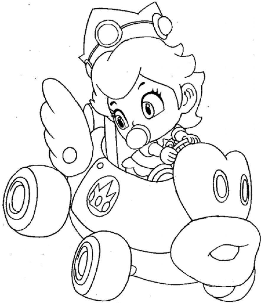 883x1024 Princess Peach Coloring Pages How To Draw Baby Driving Her Car
