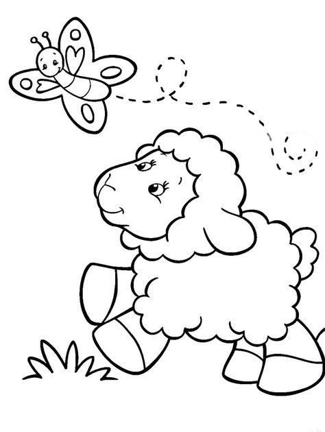 474x630 ^ Baby Sheep Chasing Butterfly Coloring Pages