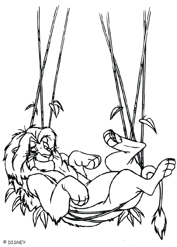 607x850 Simba Coloring Page And Relaxing In A Hammock Coloring Page