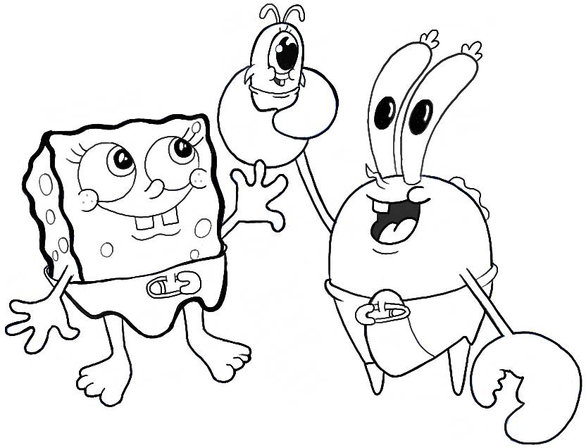 832x636 How To Draw Baby Spongebob, Mr Krabs, And Plankton From Spongebob