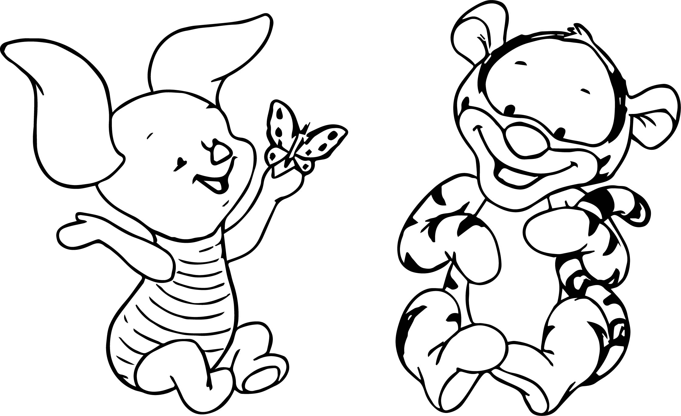 2239x1369 Baby Tigger Piglet Butterfly Coloring Page Wecoloringpage