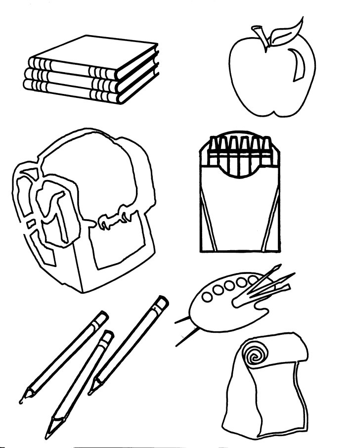 700x906 School Objects Coloring Pages School Objects Worksheet Bw