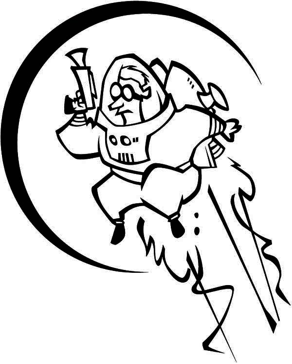 600x747 A Future Astronaut With Rocket Booster On His Back Coloring Page