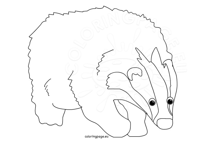 822x595 Cartoon Animal Badger Coloring Page