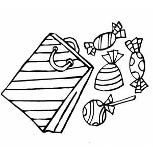 300x300 Gift Bag With Candies Coloring Page