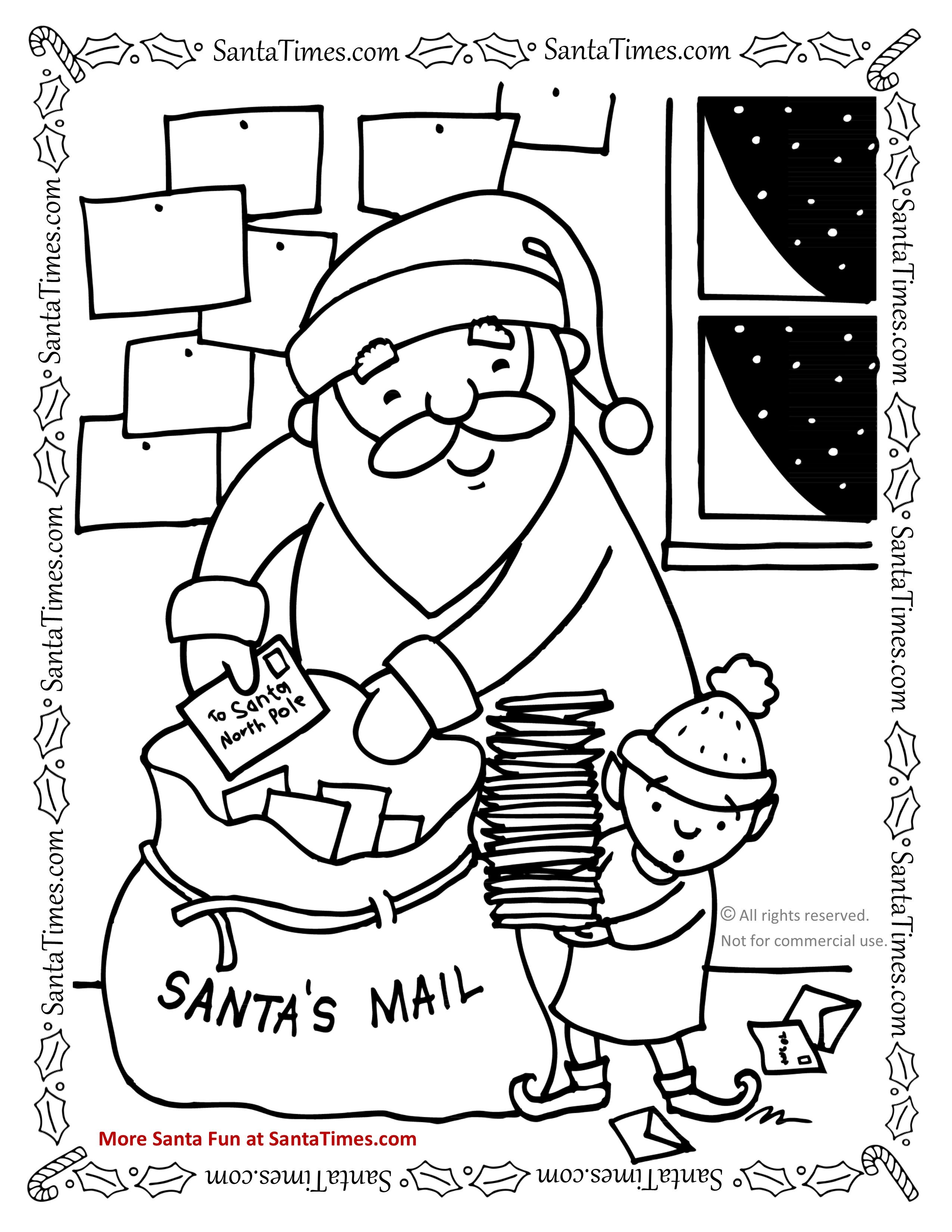 2550x3300 Santa's Mail Bag Coloring Page