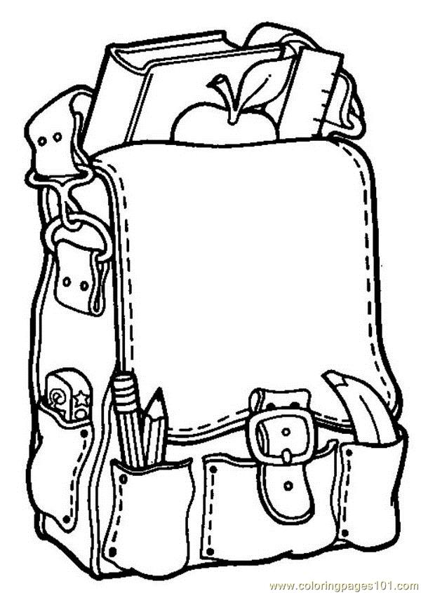 600x846 School Bag Coloring Page