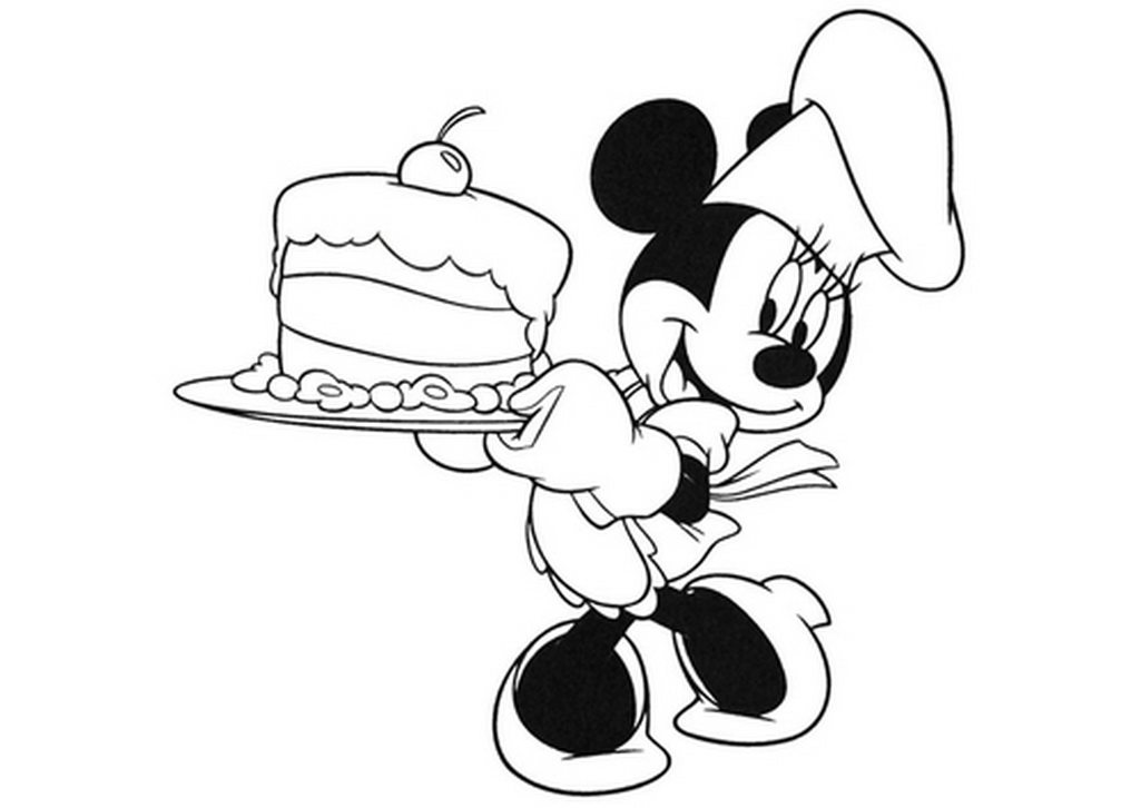 1025x726 Minnie Is A Baker Coloring Page Cartoon Pages
