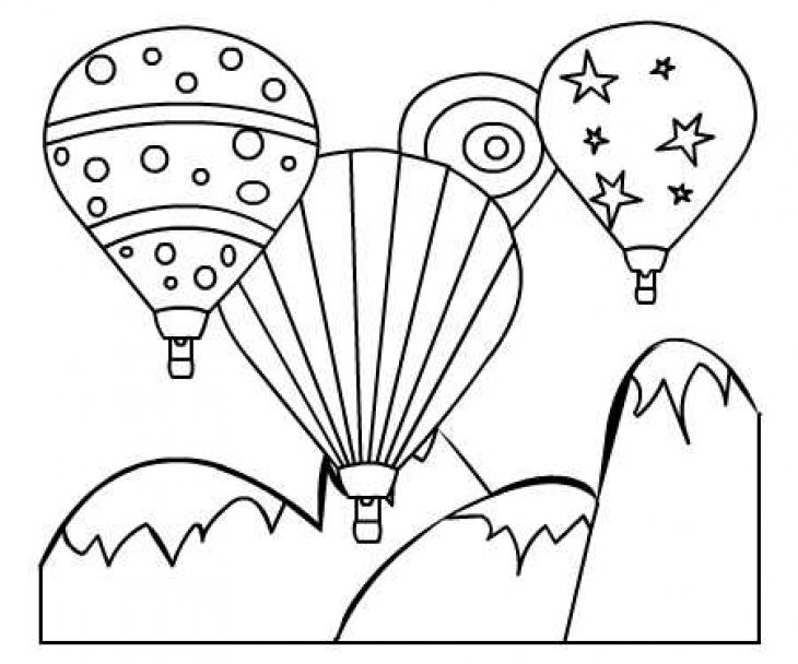730x608 Colorful Hot Air Balloon Printable Coloring Page For Kids
