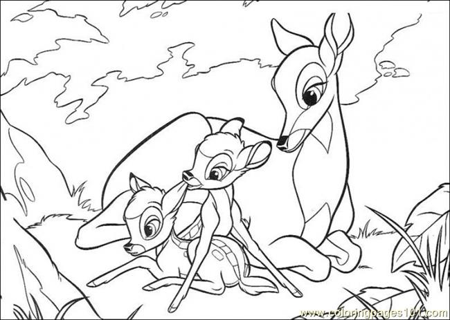 650x463 Faline Plays With Bambi And His Mom Coloring Page
