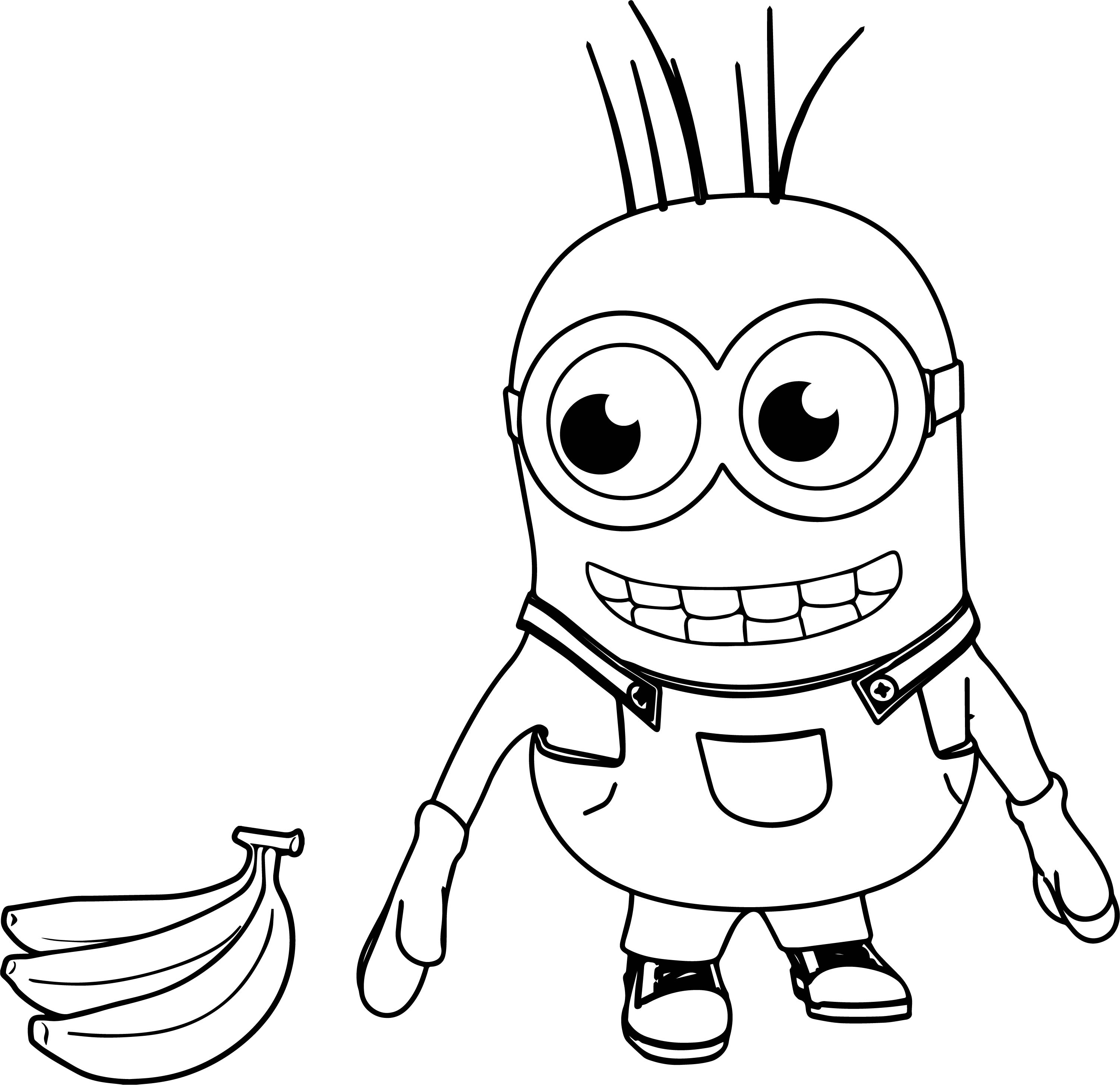 3005x2910 Minion Looking Banana Coloring Page Wecoloringpage