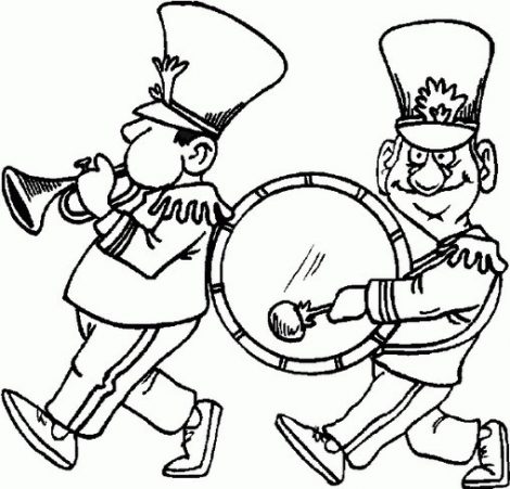 470x451 Marching Band Coloring Pages Marching Band Players Coloring Page