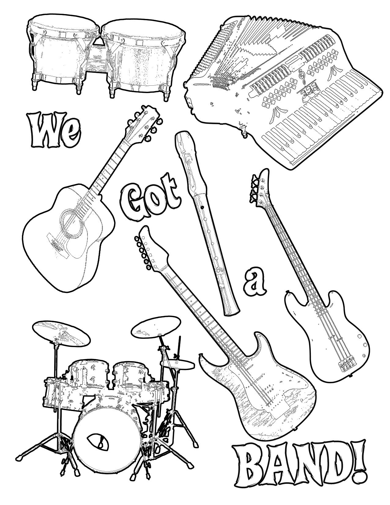 1275x1650 Challenge Rock Band Coloring Pages New Music Best I Unknown
