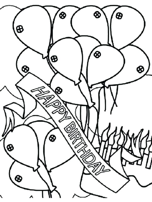 600x800 Coloring Pages For Birthday Birthday Banner And Balloons Coloring