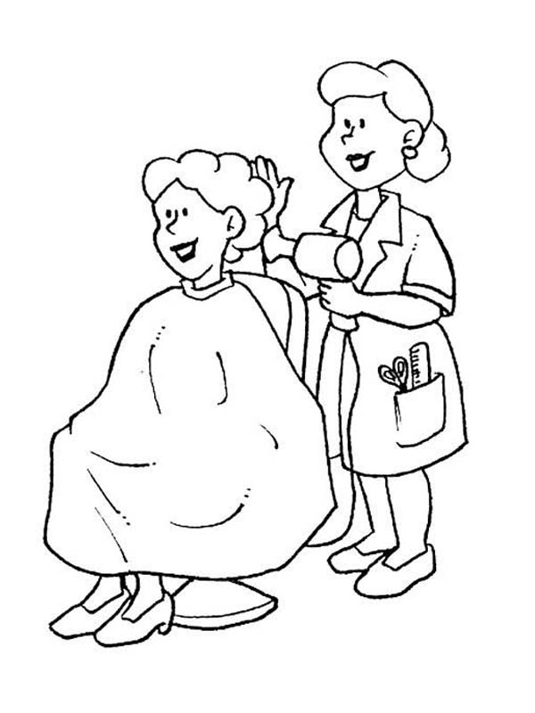 600x800 Female Barber In Professions Coloring Pages Batch Coloring