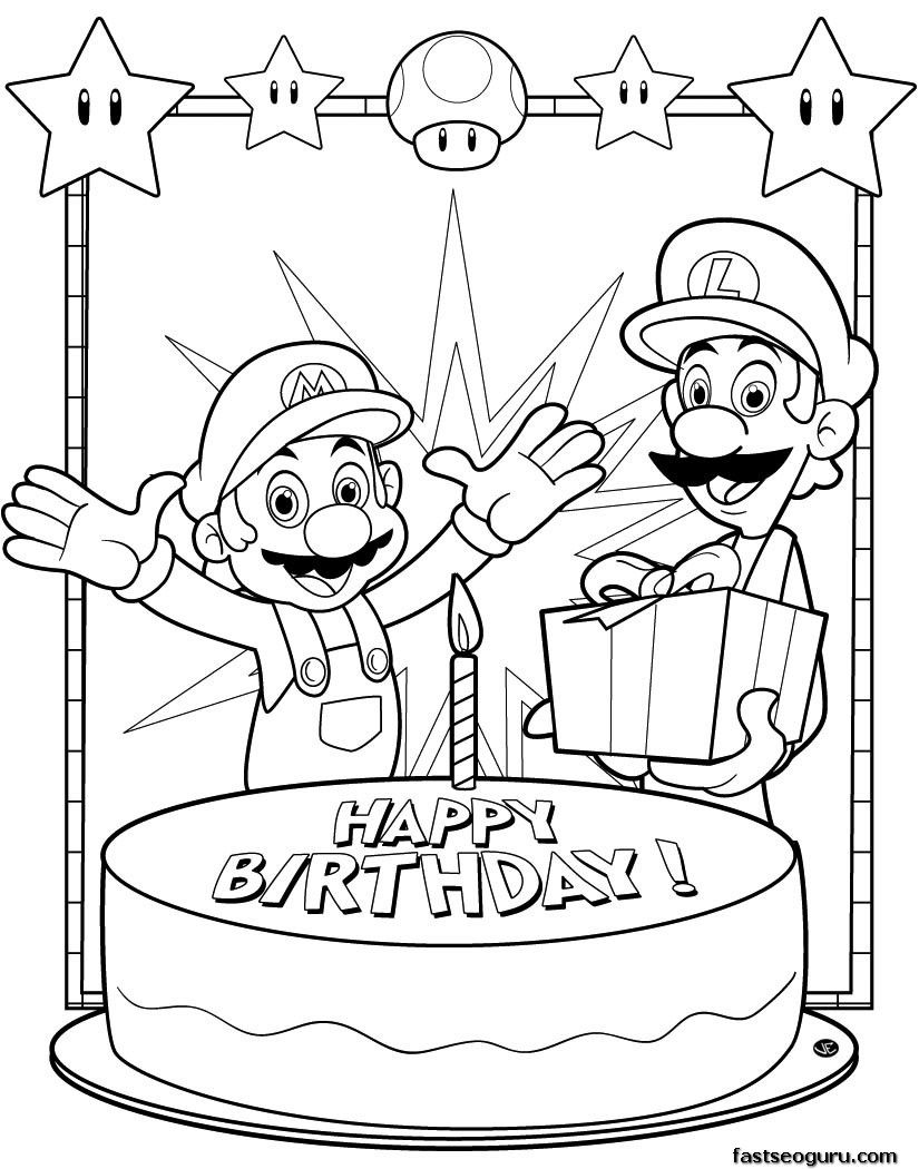 825x1050 Printable Coloring Pages Mario And Luigi Happy Birthday Party