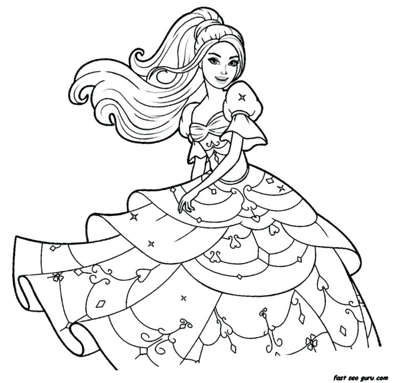 770x749 Barbie Coloring Pages Online Last Updated May Barbie Princess