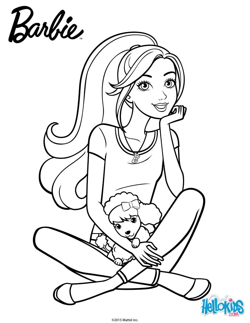 820x1060 Barbie With Her Puppy Coloring Pages
