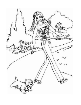 309x400 Barbie Coloring Pages Barbie And Puppy Coloring Pages