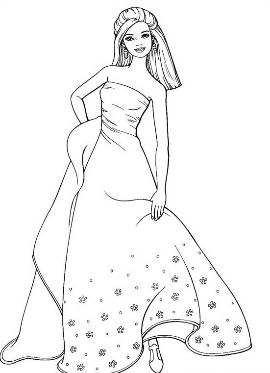551x761 Barbie In Dress Coloring Page